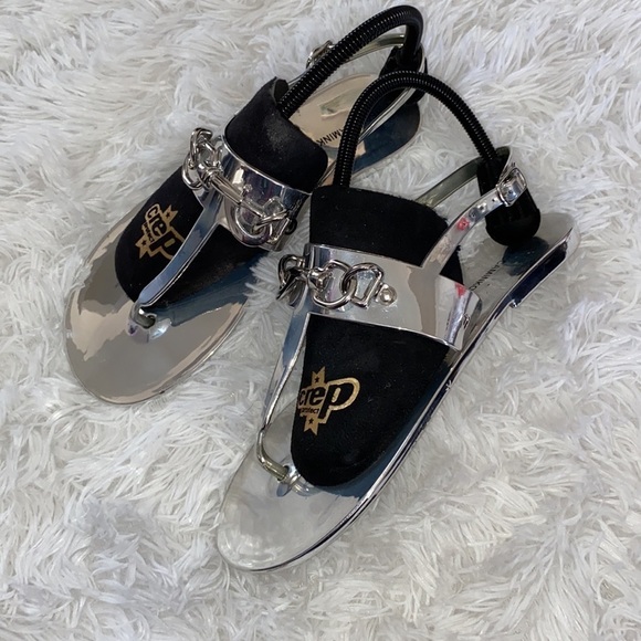 Rebecca Minkoff silver mirror T strap sandals - Picture 3 of 8